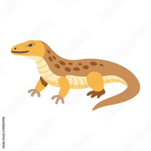 Cartoon Komodo Dragon Illustration in Earthy Yellow Tones