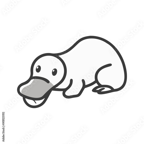 Cartoon Platypus Illustration on Black Background: Cute and Simple