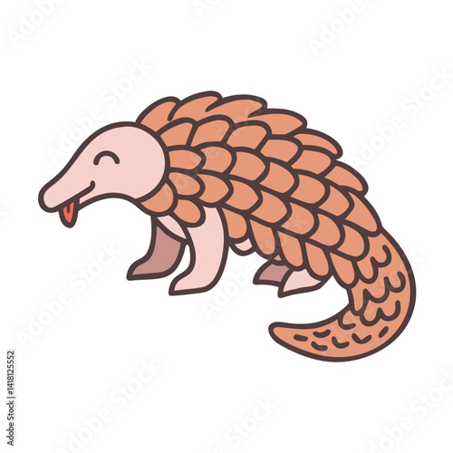 Cute Cartoon Pangolin Vector Illustration on Black Background