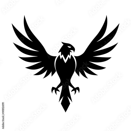 Majestic eagle silhouette vector art shows a flying bird with powerful wings, a wild symbol of nature