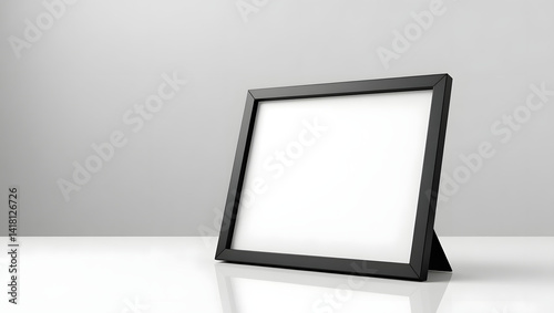 Empty black picture frame on the table