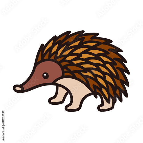 Cute Cartoon Echidna Illustration Isolated on Black Background