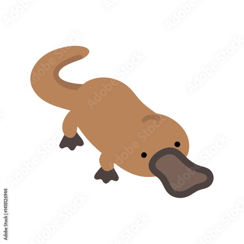 Cartoon Platypus Illustration on Black Background, Isolated, Animal