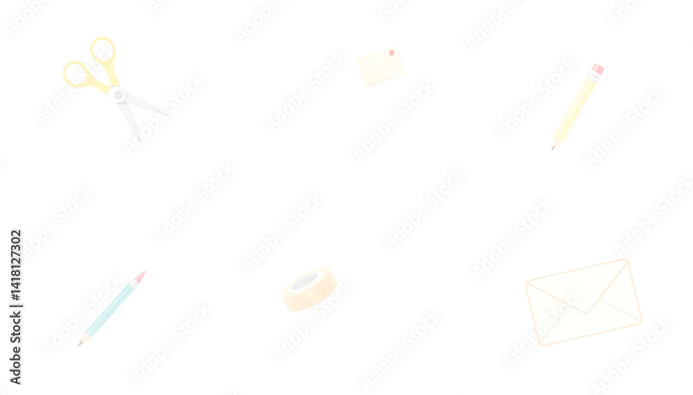 Creative workspace with stationery items scattered. Creative workspace with stationery items scattered.