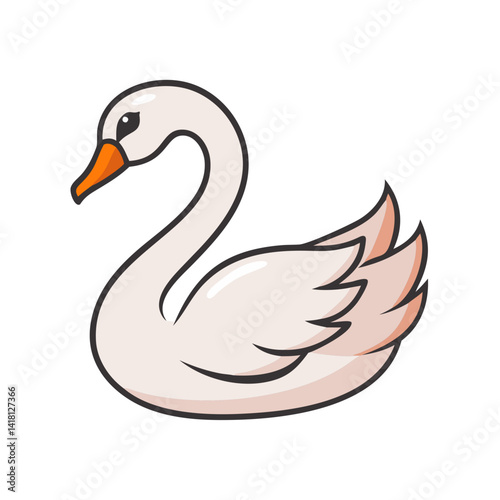 Elegant cartoon swan illustration on a black background