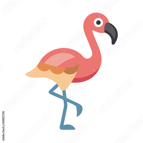Pink Flamingo on Black Background Illustration