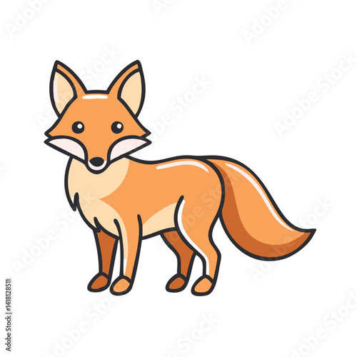 Cartoon Fox Illustration on Black Background, simple and modern