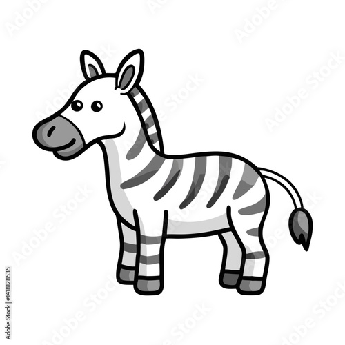 Cartoon Zebra Illustration with Black and White Stripes