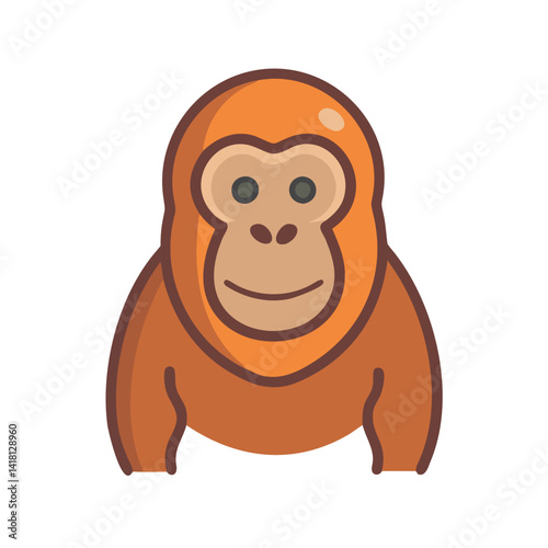 Cute Orangutan Cartoon Illustration on Black Background