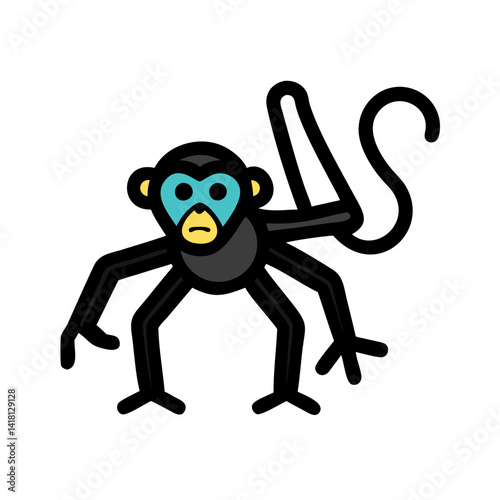 Wallpaper Mural Spider monkey cartoon character with 8 legs on black Torontodigital.ca