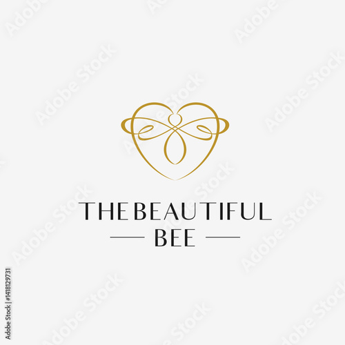 bee logo design combination with love vector template