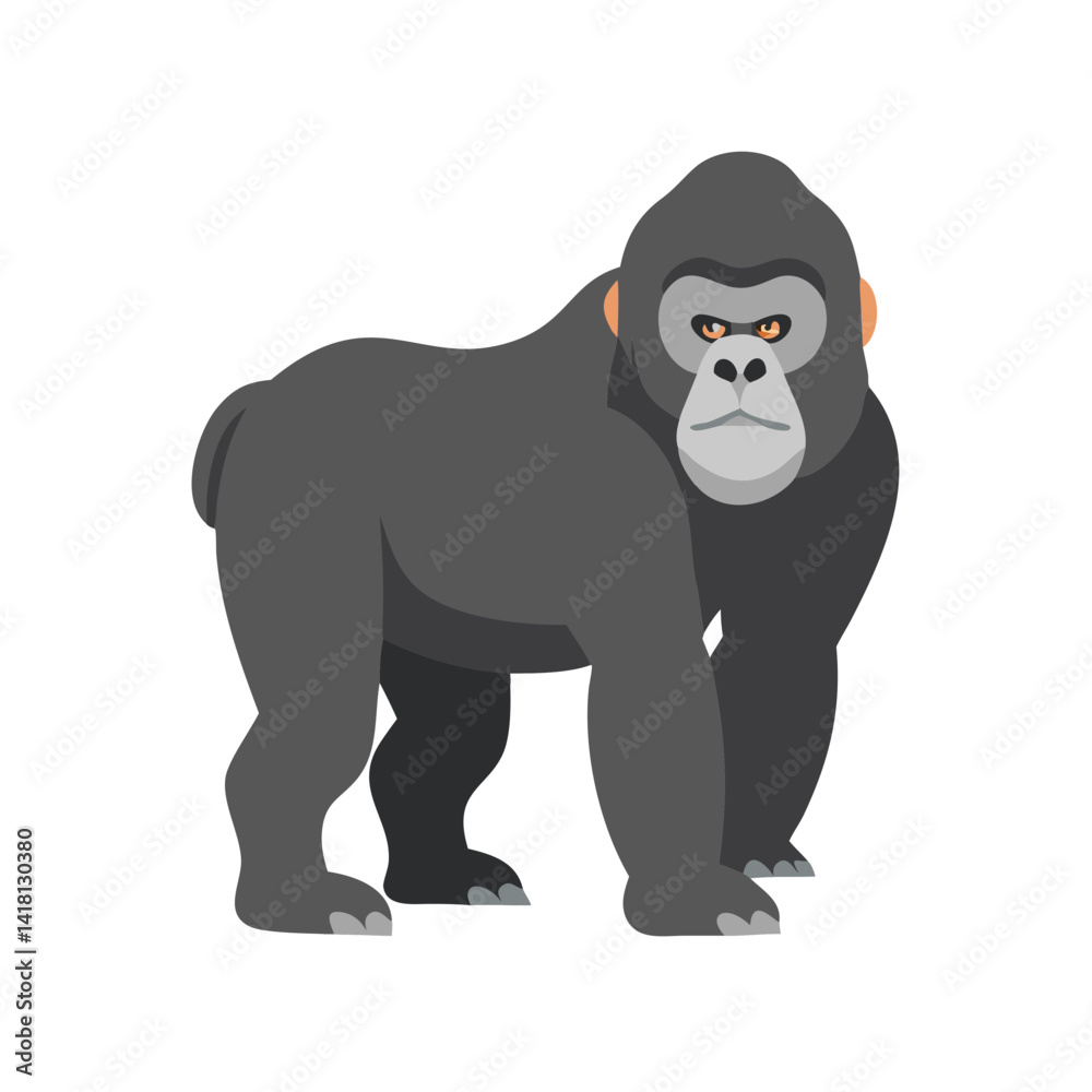 Naklejka premium Flat Design Gorilla with an Angry Expression Vector
