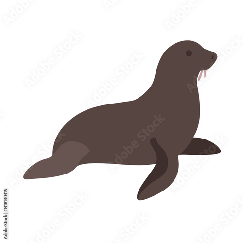 Simple cartoon sea lion vector illustration on black