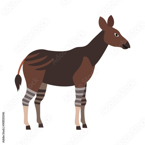 Stylish Okapi Illustration with zebra striped legs and rump