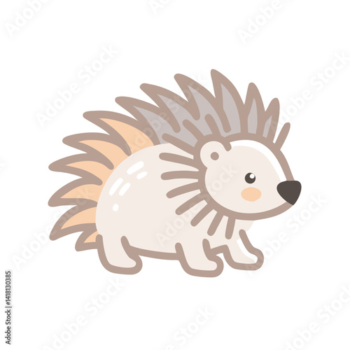 Cute Cartoon Hedgehog Isolated on Black Background Illustration