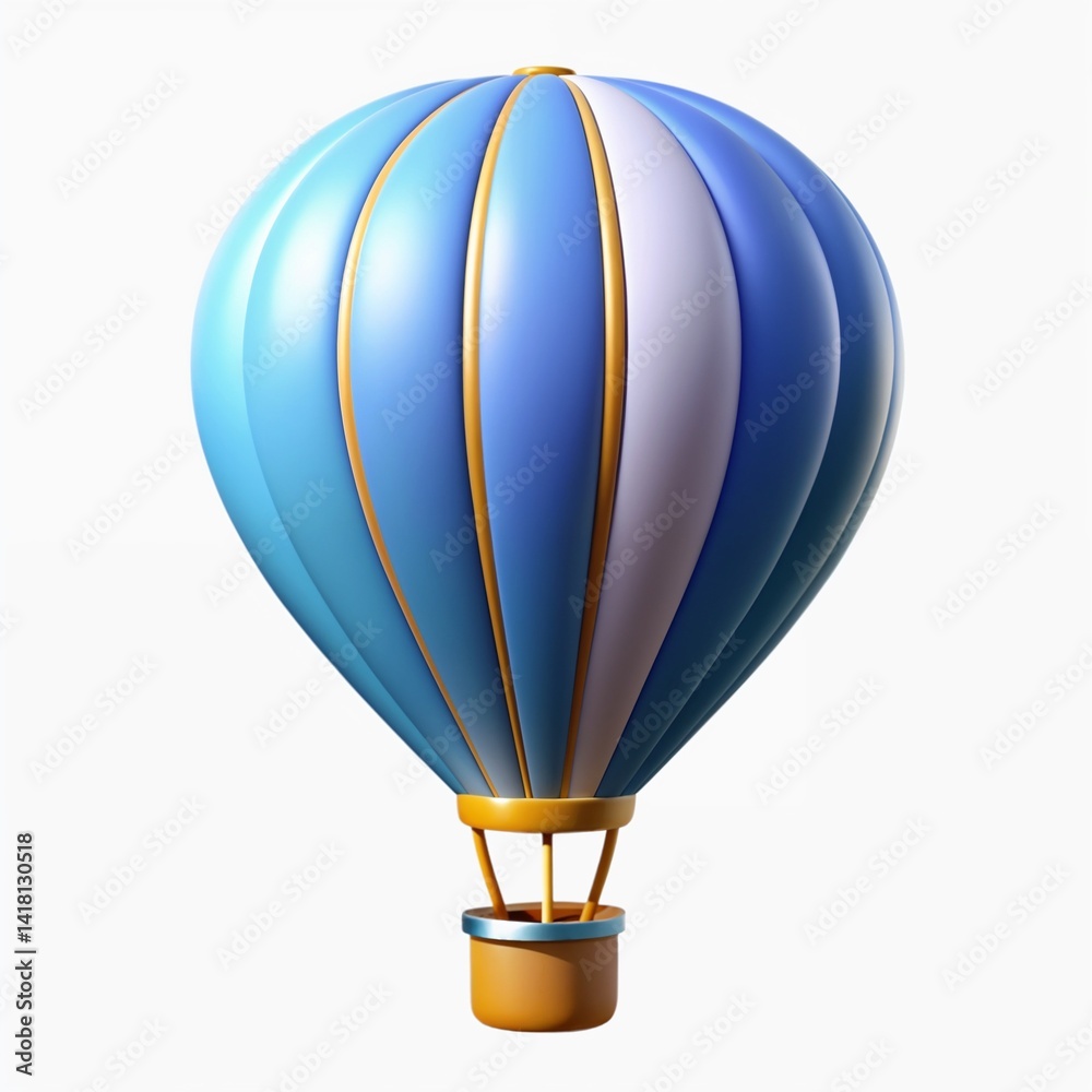Fototapeta premium Hot air balloon icon in 3D blue gradient style