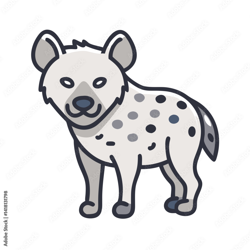 Naklejka premium Cartoon Hyena Illustration, Animal Mascot, Wildlife Graphic, Black Background