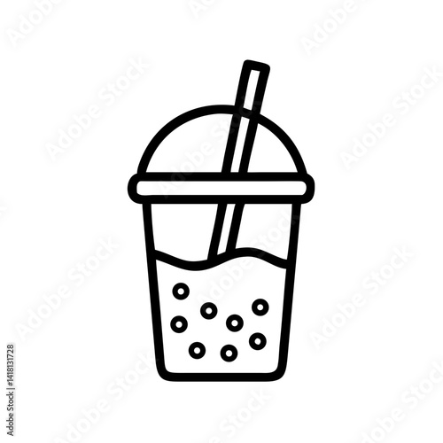 Taro Bubble Tea in Clear Cup Icon Design
