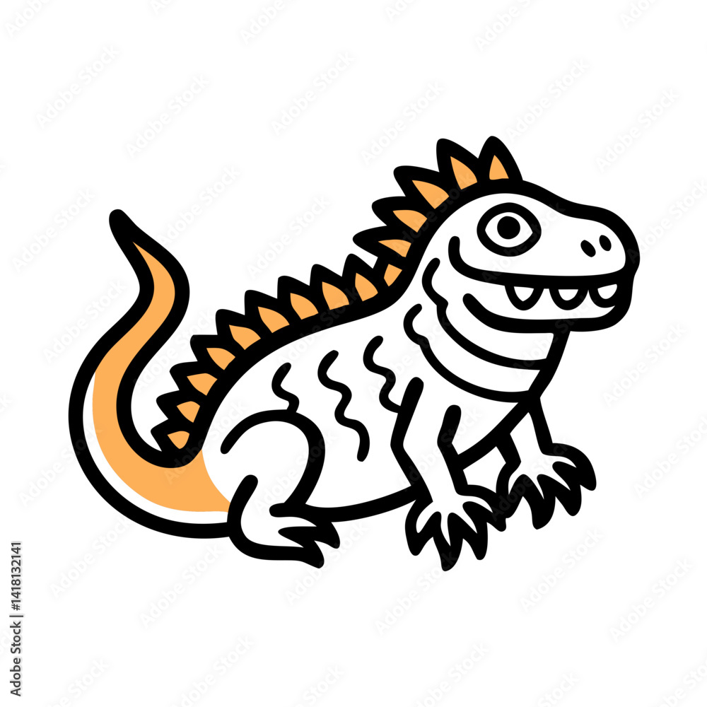 Fototapeta premium Orange Dragon Tail on Black Background, Illustration Design