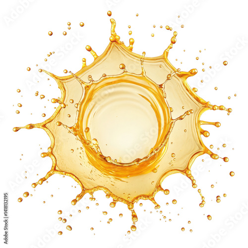 Golden Liquid Splash Crown 3D Render, Isolated on Transparent Background, Oil, Beverage, liquid, splash, 3d render