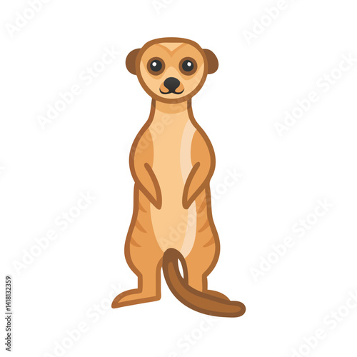 Cartoon Meerkat Standing Upright on Black Background