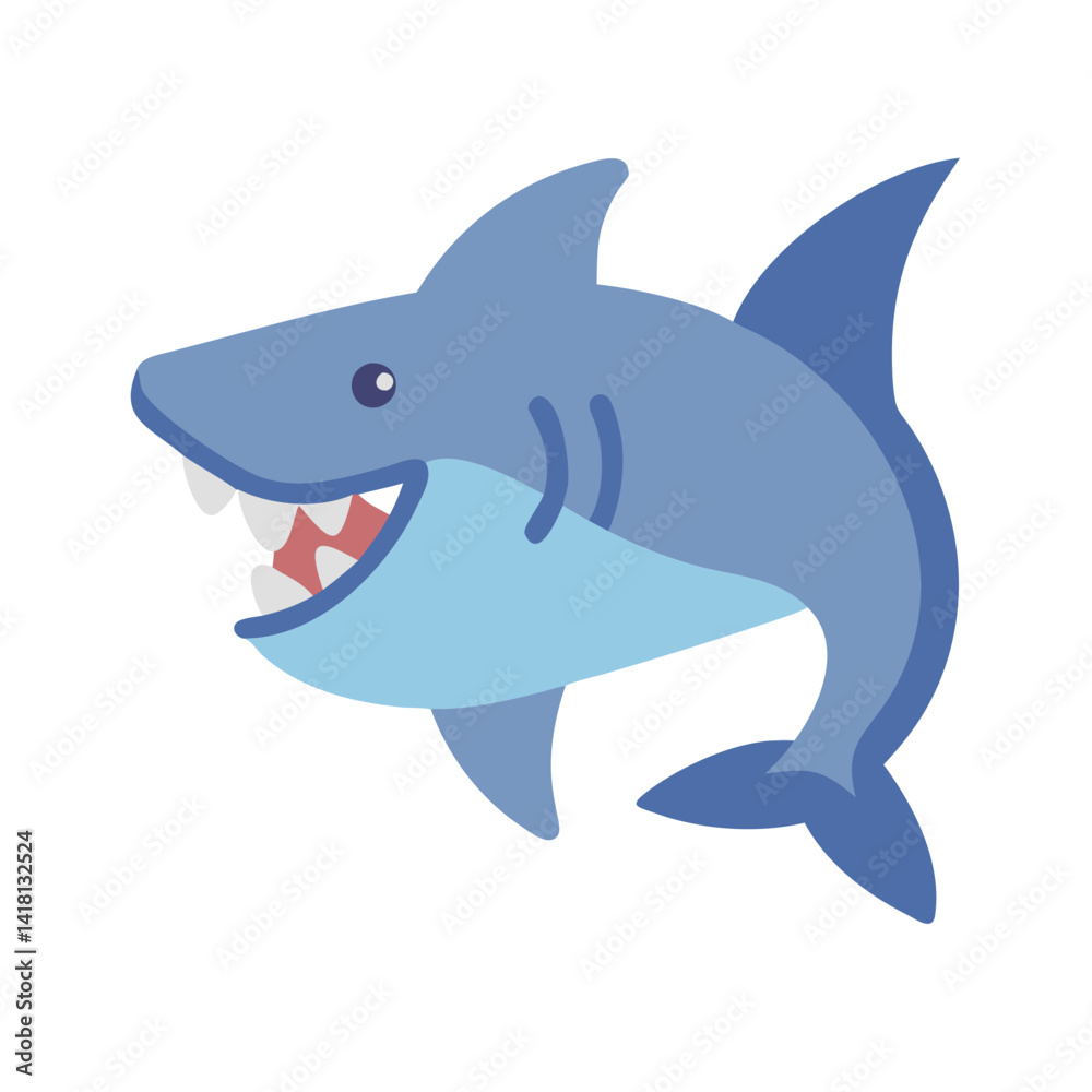 Fototapeta premium Cartoon Shark Image with a Wide Open Mouth