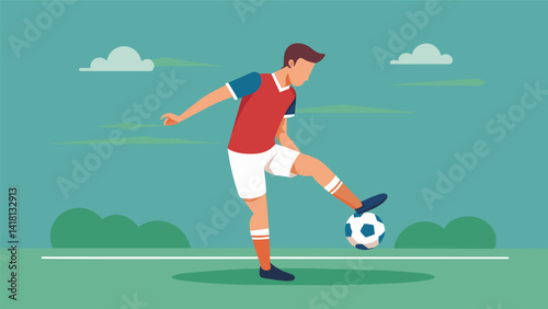 As a player practices their kicking technique they can see and adjust their foot positioning in realtime.. Vector illustration
