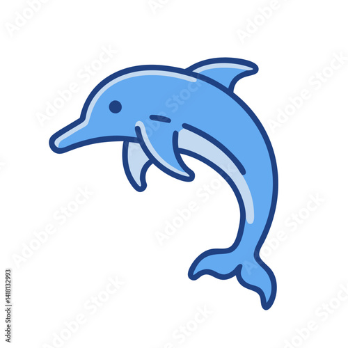 Cartoon dolphin vector illustration on black background isolated