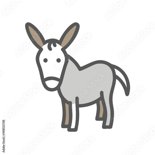 Stylized donkey illustration, farm animal, vector cartoon art