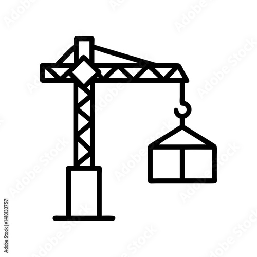 Tower Crane Lifting Cargo Container Icon Design