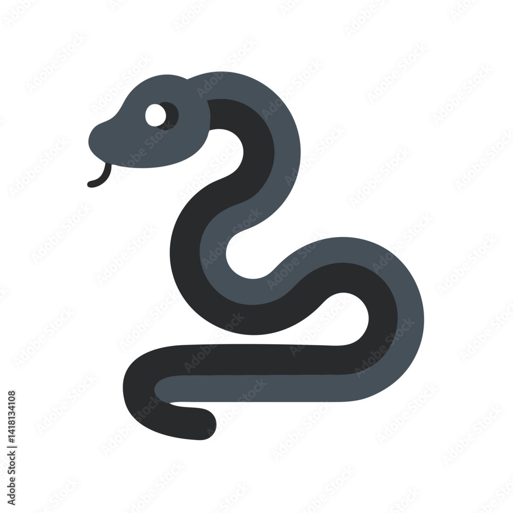 Naklejka premium Dark Gray Snake Illustration on a Black Background