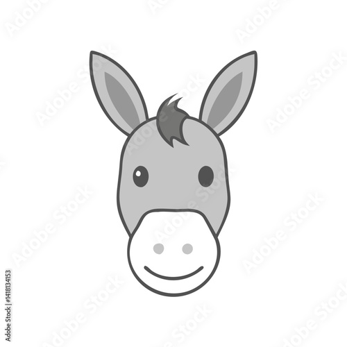 Cute donkey face cartoon icon on black background
