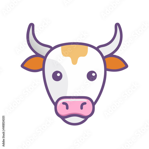 Wallpaper Mural Cute Cartoon Cow Head Isolated on Black Background Torontodigital.ca