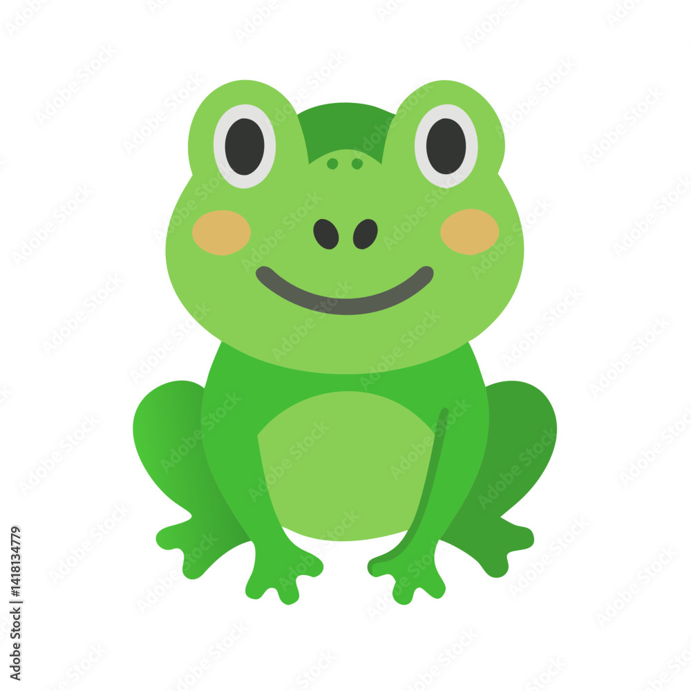 Cute Green Frog Illustration on Black Background Cartoon Cute Green Frog Illustration on Black Background Cartoon