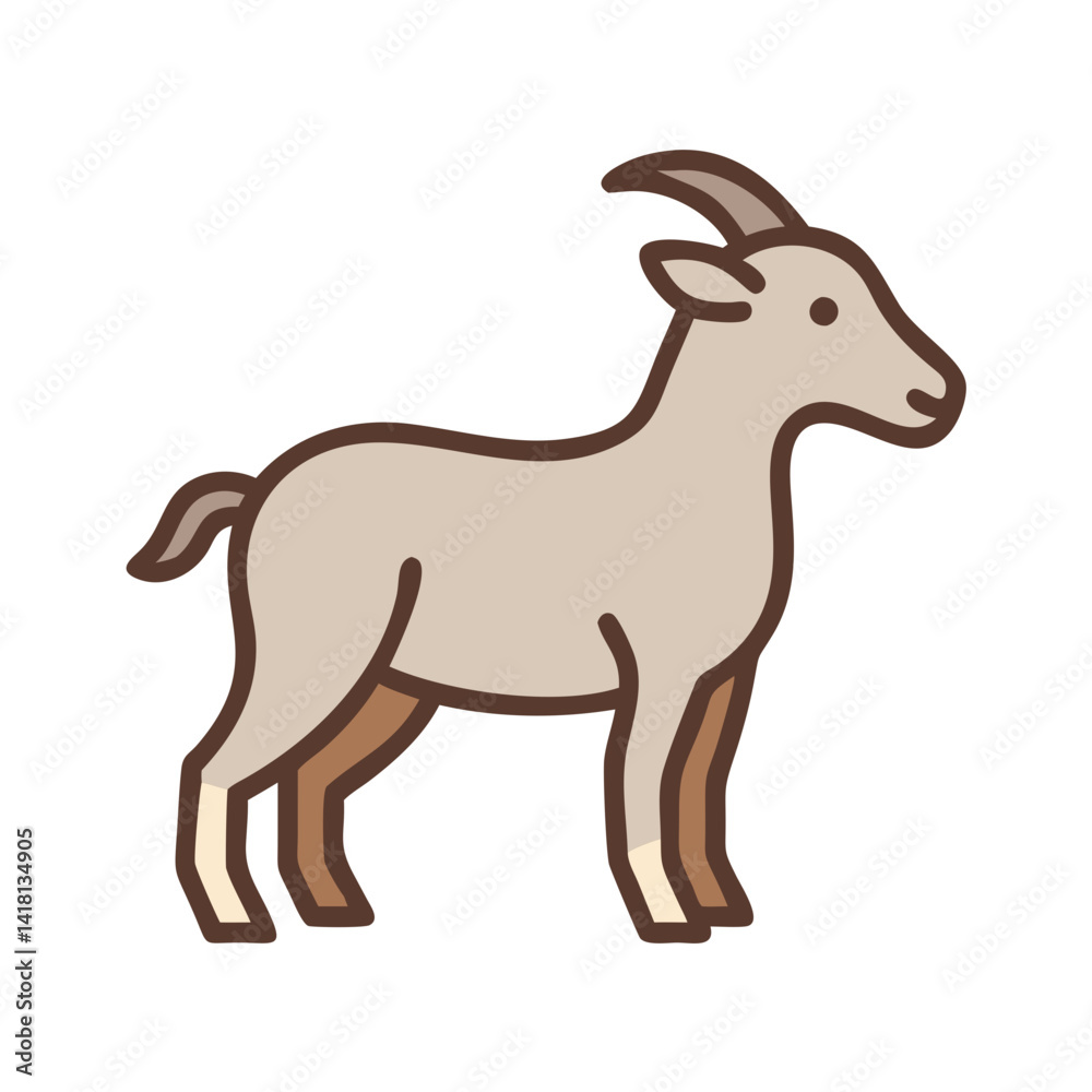 Fototapeta premium Cartoon Goat Illustration on a Black Background