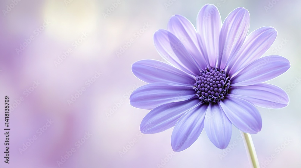 Fototapeta premium Closeup Single Purple Osteospermum Flower with Detailed Center Against Soft Gradient
