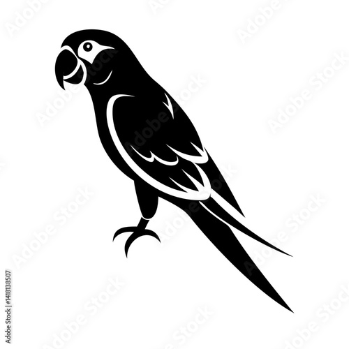 Vector illustration of a black and white bird , a cute animal silhouette