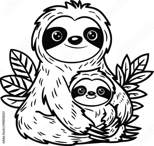 Sloth With Flowers, Sloth Floral Silhouette