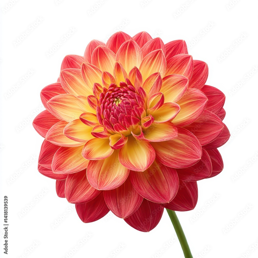 Fototapeta premium Dahlia flower close up isolated on white background