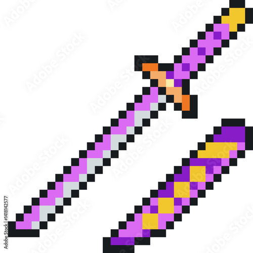 Pixel Purple Katana Sword