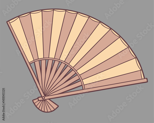 Elegant Hand Fan Illustration: Traditional Accessory, Cooling, and Decorative Item.