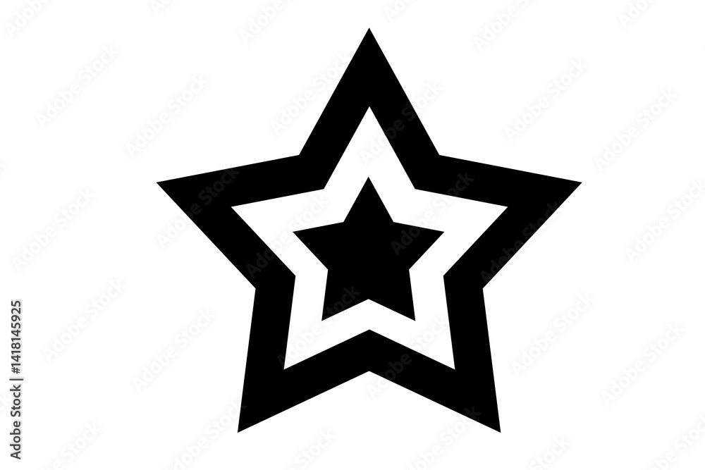 Bold black and white star shape design featuring multiple layers of stars with striking geometric patterns Bold black and white star shape design featuring multiple layers of stars with striking geometric patterns