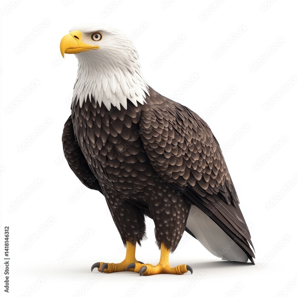 Fototapeta premium Detailed digital rendering of a bald eagle.