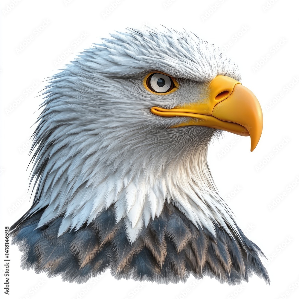 Obraz premium Detailed close-up of an American bald eagle's head.