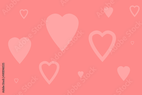 Obraz na płótnie Background design featuring various heart shapes in soft pink on a coral backdrop during a celebratory occasion w salonie