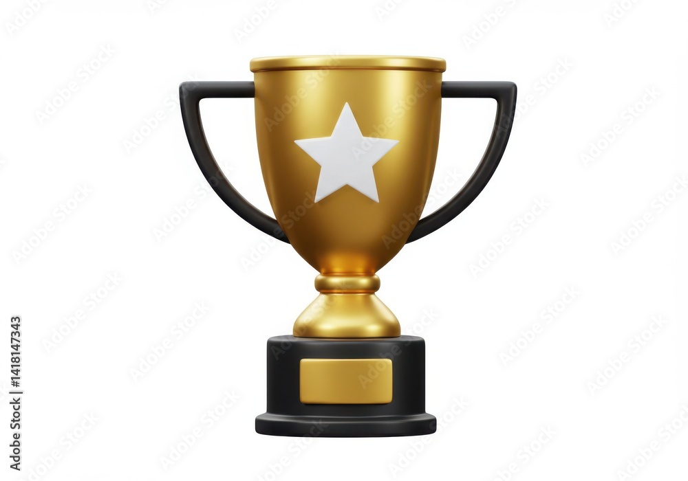 A golden trophy with a white star on it against isolated on white background A golden trophy with a white star on it against isolated on white background
