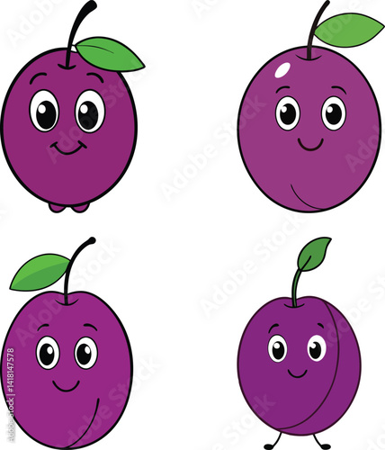 Cute santa rosa plum cartoon vector