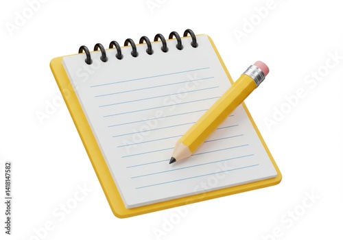Wallpaper Mural Yellow notepad with lines and a pencil lying on top of the pages isolated on white background Torontodigital.ca