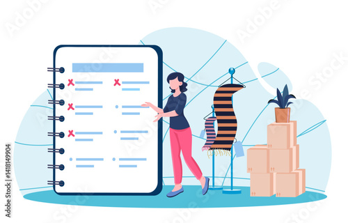 Product checklist and inventory concept. Vector illustration