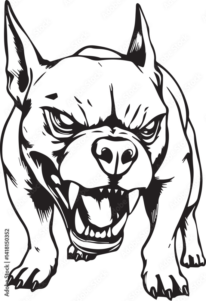 Obraz premium Pitbull terrier. Hand drawn vector illustration